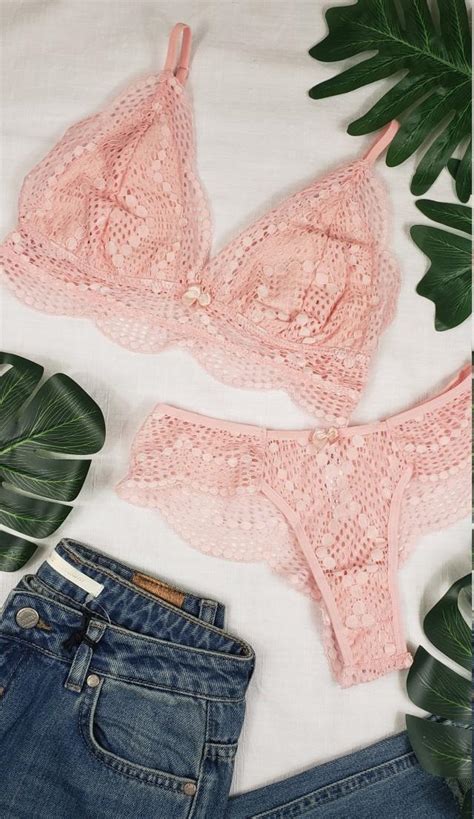 Triangle Lace Bralette Brief Set Lace Bralette Floral Lace Bralette With Thong Lace Top Bra Top