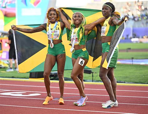 Shelly Ann Fraser Pryce Leads World Championships Clean Sweep Of 100 Meters By Jamaican Women