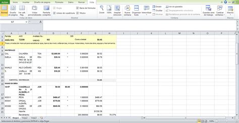 Matrices En Excel Análisis De Precios Unitarios Ingeniero Daniel Rg