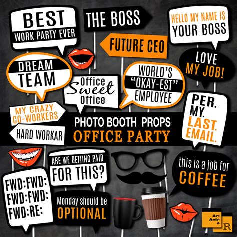 Office Party Photo Booth Props Funny Adult Work Party Etsy Canada