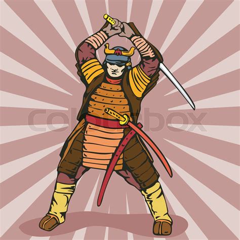 Japanese Samurai Warrior Sword Retro Stock Vector Colourbox