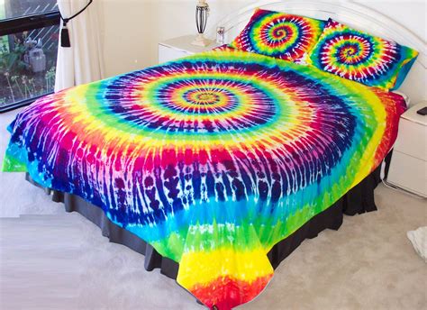 Hand Dyed Rainbow Tie Dye Duvet Cover And Pillow Case Covers For My
