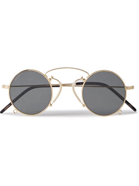 Gucci Eyewear Round Frame Gold Tone Sunglasses Gucci