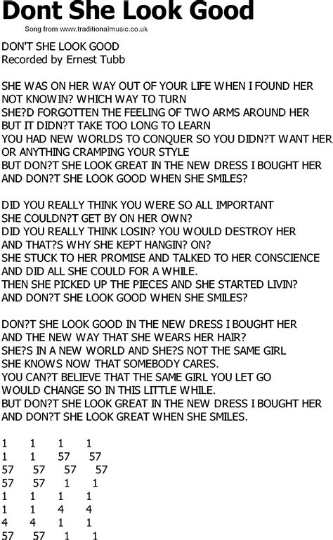 Old Country Song Lyrics With Chords Dont She Look Good Hot Sex Picture