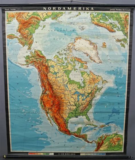 Map Of North America Vintage Mural Rollable Wall Chart Poster 20599