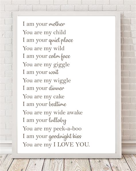 I Love You Mother And Child Poem A4 Poster Print Po107 Etsy Uk