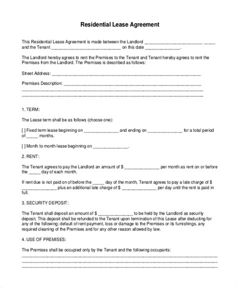 Printable Lease Agreement Free
