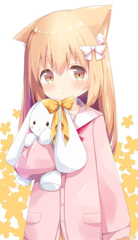 Download 1080x2240 Cute Anime Girl Blonde Dress Rabbit Animal Ears Loli Pink Dress
