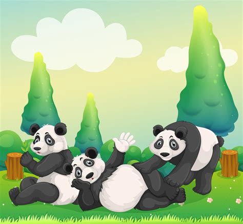 Trois Pandas Jouant Dans Le Parc 368502 Telecharger Vectoriel Gratuit