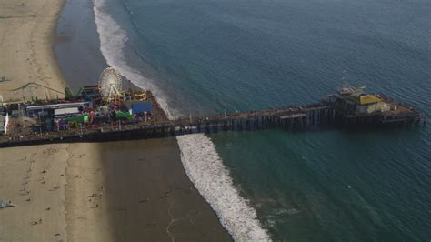 5k Stock Footage Aerial Video Approach The Beach And Santa Monica Pier