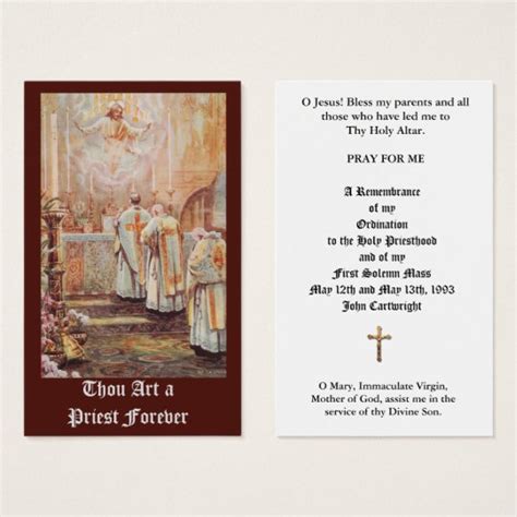 Traditional Catholic Priest Ordination Holy Cards
