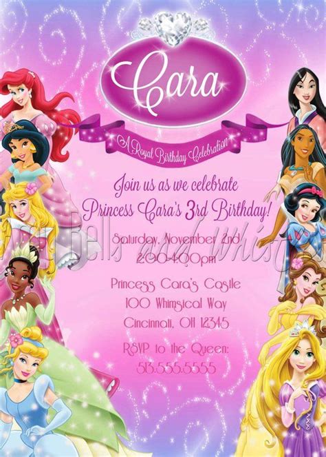 Disney Princess Birthday Invitation Custom Personalized Digital F