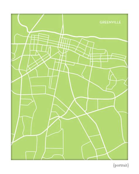 Greenville Nc Map Art Print East Carolina University City Etsy