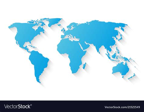 World Map With Long Shadow Royalty Free Vector Image