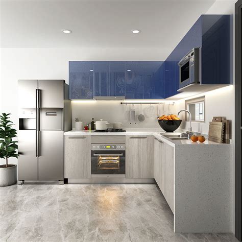 Find the best gray cabinets at the lowest price from top brands like ikea, hampton bay & more. China Oppein High Gloss Blue and Grey Stain Fitted Kitchen ...