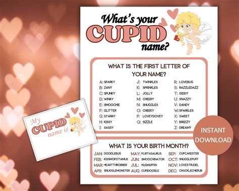 Cupid Name Game Printable Whats Your Cupid Name Game Name Generator