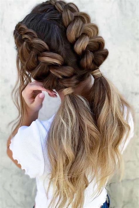 See more ideas about hair styles, braided hairstyles, long hair styles. Double Dutch Braids & Ponytails Ombre #braids #dutchbraids ...