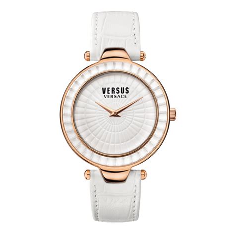 Versus Versace SQ111 Womens Rose Gold Highlights White Textured Leather ...