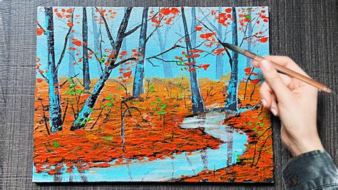 Easy Autumn Landscape Painting Tutorial Paintastic Arts Youtube