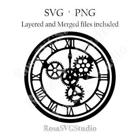 Steampunk Wall Clock Svg Industrial Clock With Gears Layered Etsy Australia