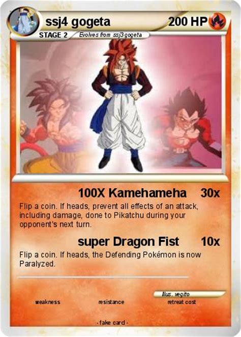 Pokémon Ssj4 Gogeta 28 28 100x Kamehameha My Pokemon Card