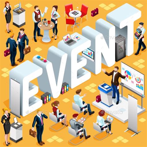 Isometric People Event Icon 3d Set Vector Illustration Vectors