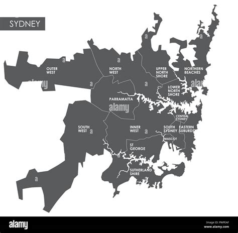 Vector Map Sydney District Detailed Plan Of The City Districts And
