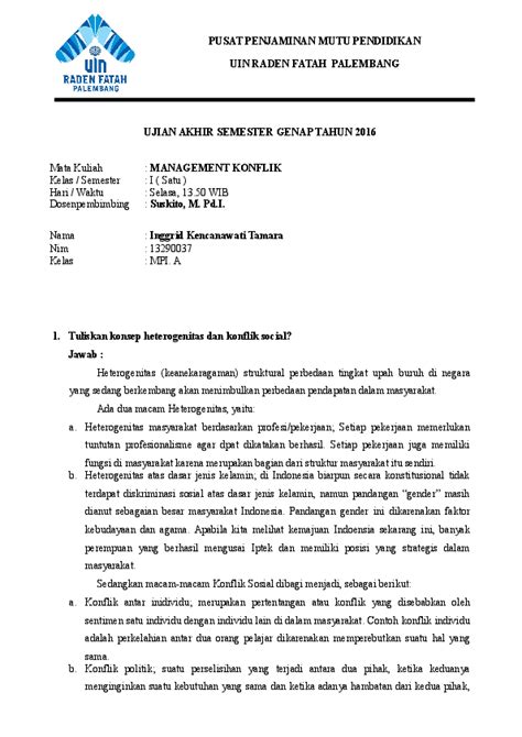 Contoh Soal Essay Tentang Konflik Sosial Beserta Jawabannya - Barisan