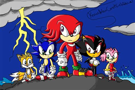 Knux Sonic Shadow Tails And Amy In The Storm By Knucklescoolechidna On