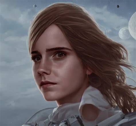 Hyper Realistic Portrait Of Emma Watson On The Moon Stable Diffusion