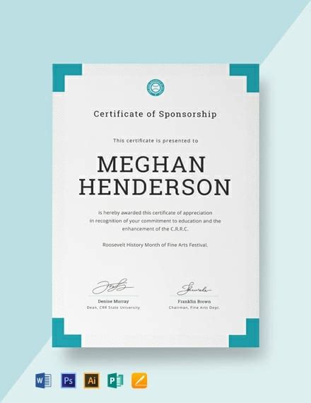 Free Sponsorship Appreciation Certificate Template Word Psd
