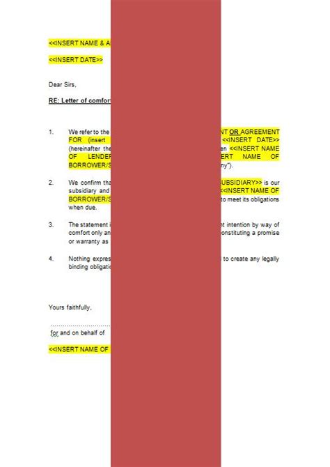 Bank comfort letter word format. Comfort Letter - Non Binding Template Download | The Legal ...