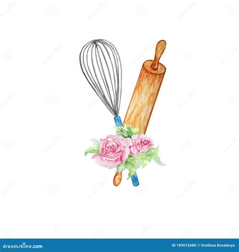 Watercolor Composition Culinary Items Stock Illustration Illustration Of Watercolor Cook