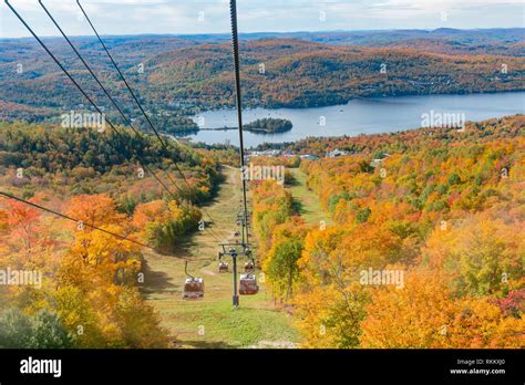 Aerial View Of Mont Tremblant National Park In Fall Color At Quebec