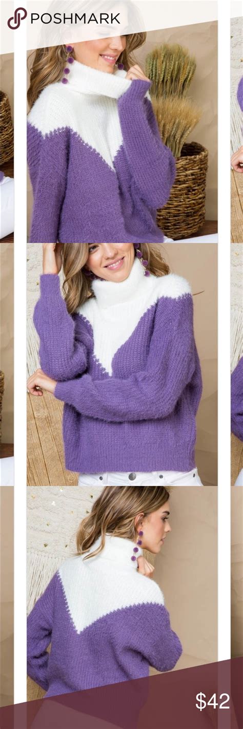 Purple And White Cashmere Like Winter Sweater White Cashmere Winter
