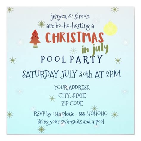 From christmas pool party decoration ideas to games, music, and pro tips for getting your swimming pool ready. Christmas in July Pool Party Invite | Zazzle