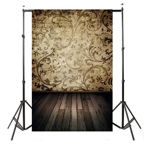 5x7ft Vinyl Wood Floor Damask Wall Photography Backdrop Background