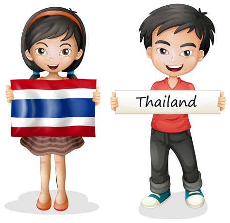 Boy And Girl With Flag Of Thailand 445456 Vector Art At Vecteezy