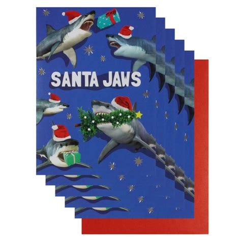 Santa Jaws Christmas Cards Pack Of 8 Christmas Card Packs All