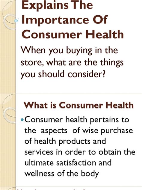 Health 6 Explains The Importance Of Consumer Health