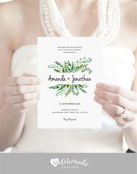 Our designers understand how relevant ones online wedding invitations are. Greenery Wedding Invitation Printable Botanical Wedding Invitation Template Green Vine Invite ...