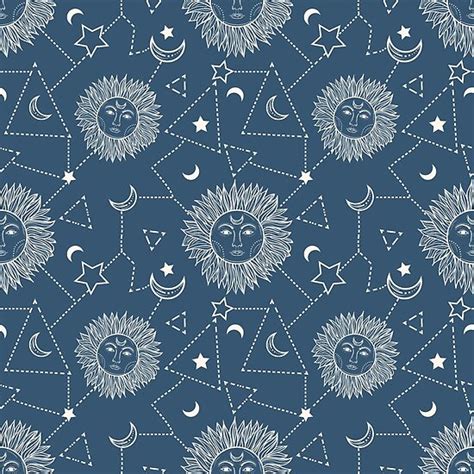 Bohemian Seamless Pattern With Sun Moon Stars And Constellation