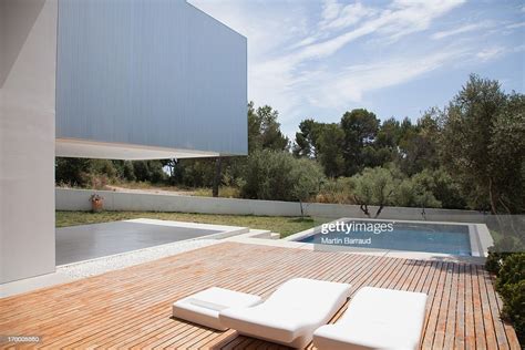 Pool Outside Modern House High Res Stock Photo Getty Images