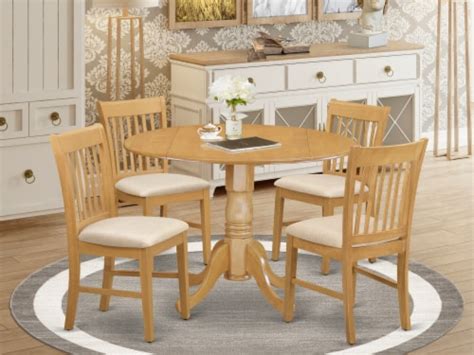 Dlno5 Oak C 5 Pc Small Table Set Round Table And 4 Dining Chairs 1