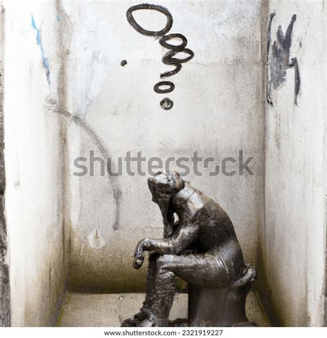 Rodin Thinker Sitting On Toilet Grotty Ai Generated Image 2321919227