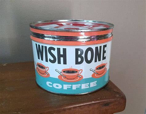 Wish Bone Coffee Tin Vintage 1 Lb Metal Can With Lid Coffee Etsy