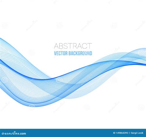 Abstract Curved Lines Background Blue Transparent Wave Stock Vector