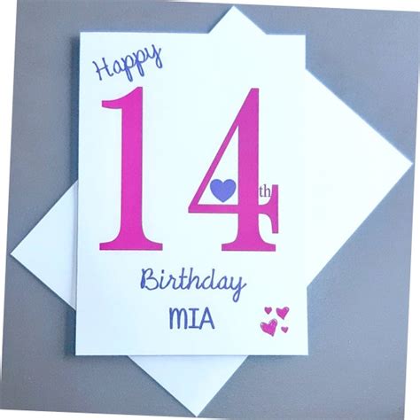 Personalised 14th Birthday Card For Her 14 Fourteen Years Etsy