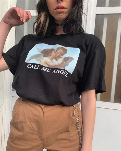 Call Me Angel Oversized T Shirt Tee Womens Ladies Retro 90s Vintage