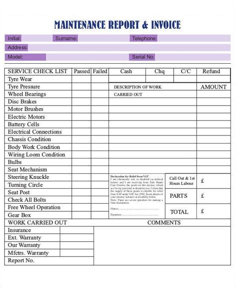 10 Maintenance Invoice Templates Free Sample Example Format Download